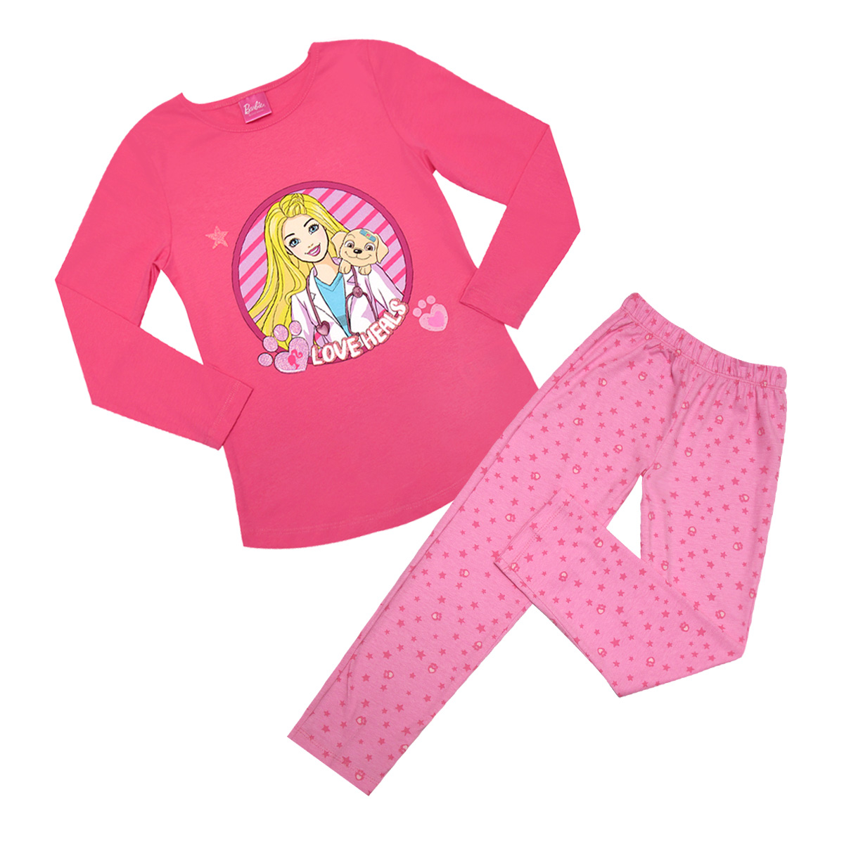 Pijama Barbie Playera Manga Larga Pantalón con Estampado para Niña