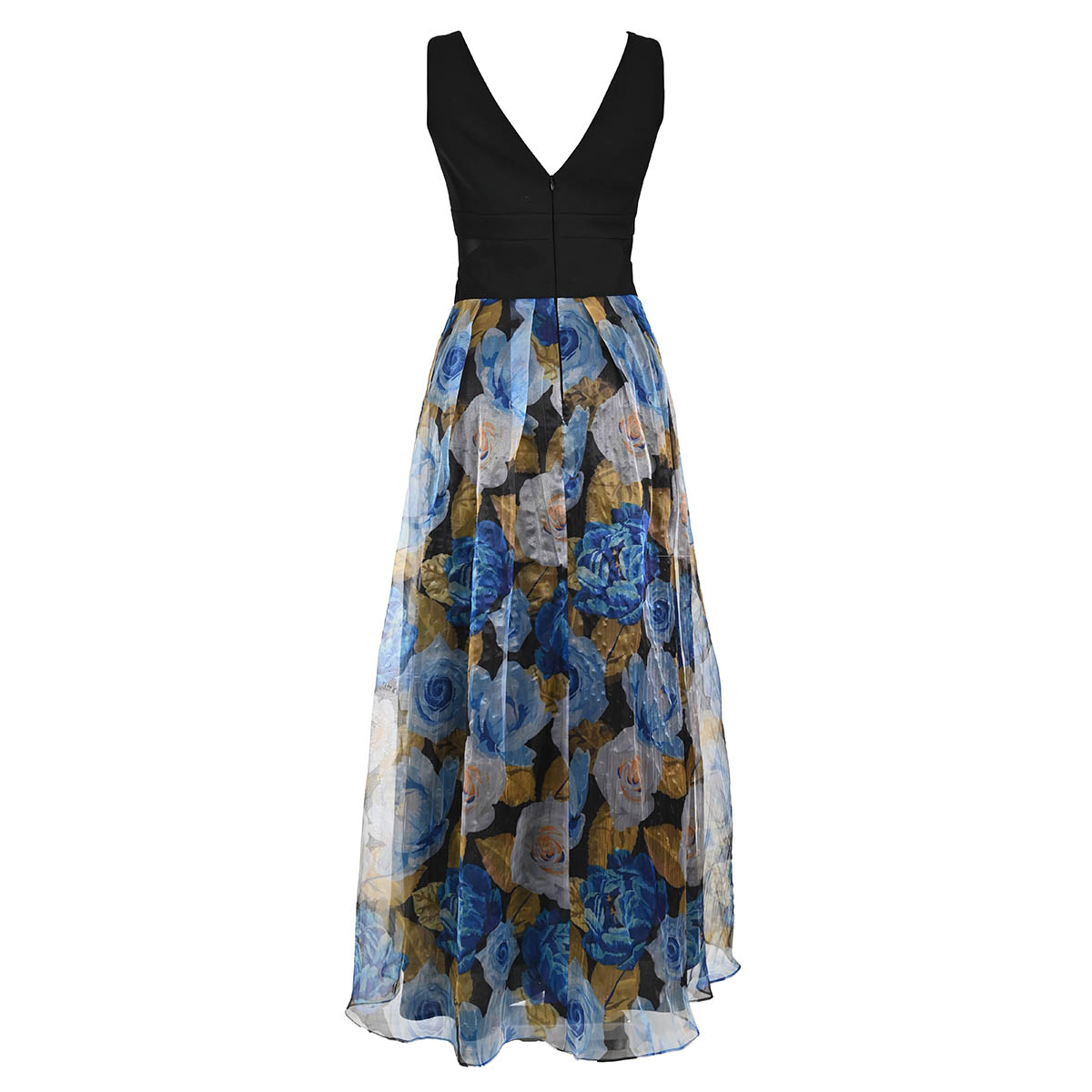 Vestido Largo Falda Organza Estampada Nikki Italy