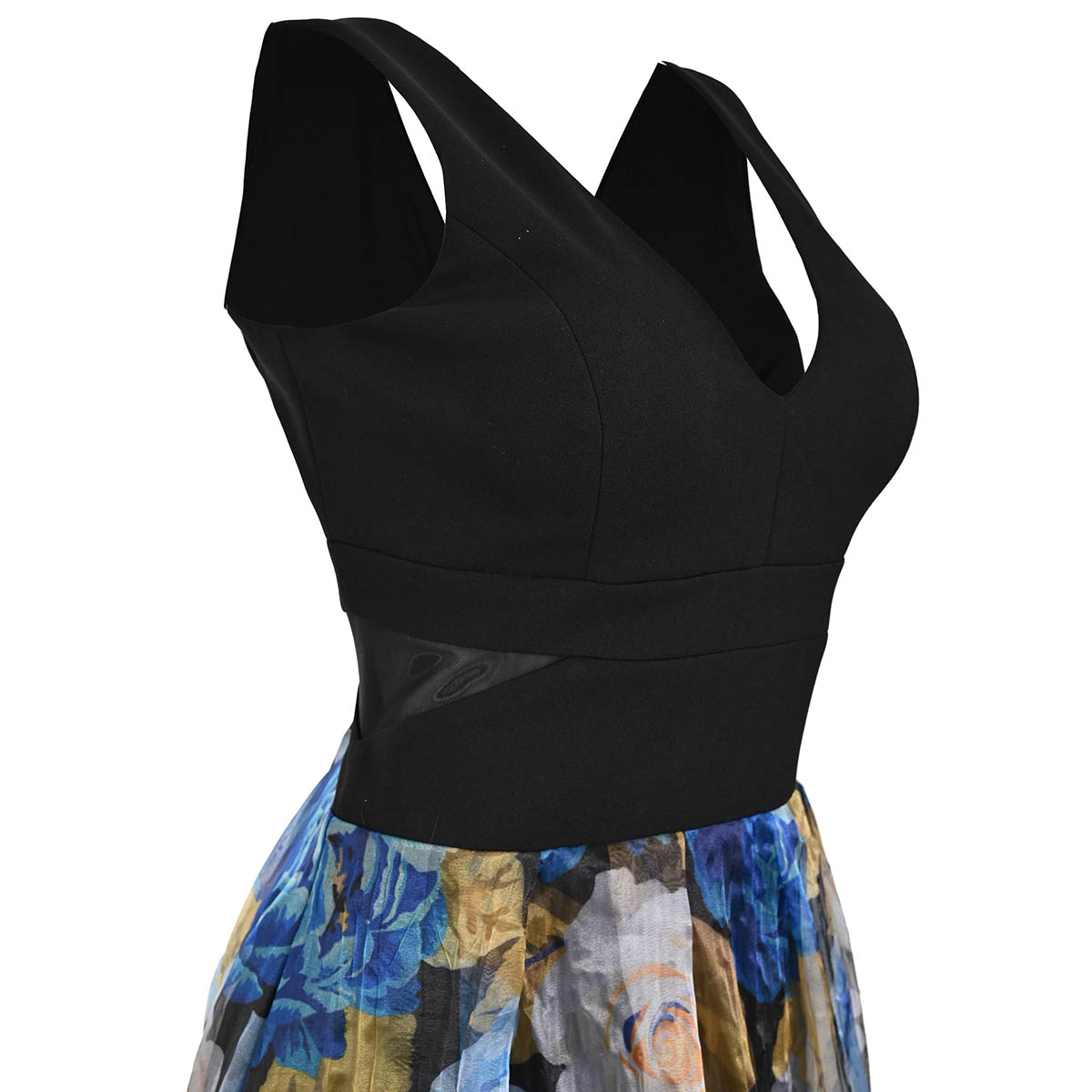 Vestido Largo Falda Organza Estampada Nikki Italy